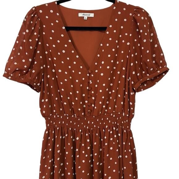 Madewell Smocked-Waist Mini Dress in Inkspot dots Women’s Size Medium - Picture 8 of 10